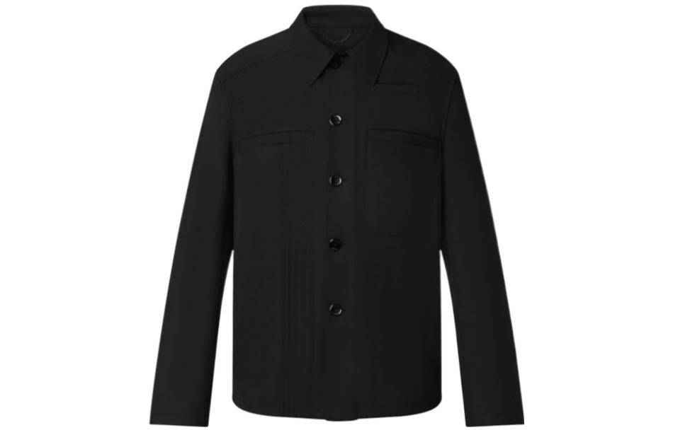Louis Vuitton SS22 Solid Color Long-Sleeve Shirt Jacket Black 1AA4LM