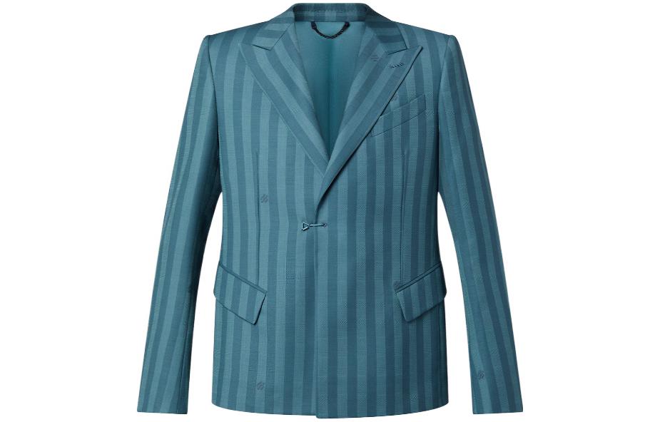 LOUIS VUITTON SS22 Striped Jacquard Multi-Pocket Long Sleeve Jacket Blue Men 1AA7BV