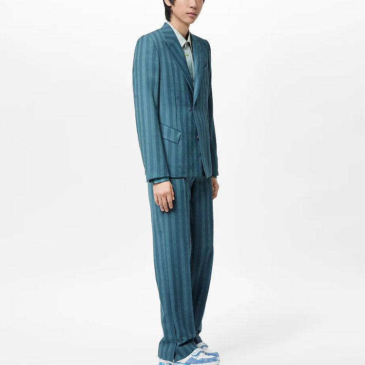 LOUIS VUITTON SS22 Striped Jacquard Multi-Pocket Long Sleeve Jacket Blue Men 1AA7BV 圖 3