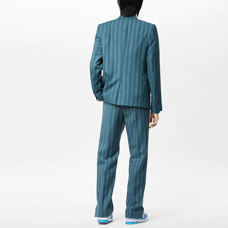 LOUIS VUITTON SS22 Striped Jacquard Multi-Pocket Long Sleeve Jacket Blue Men 1AA7BV 圖 4