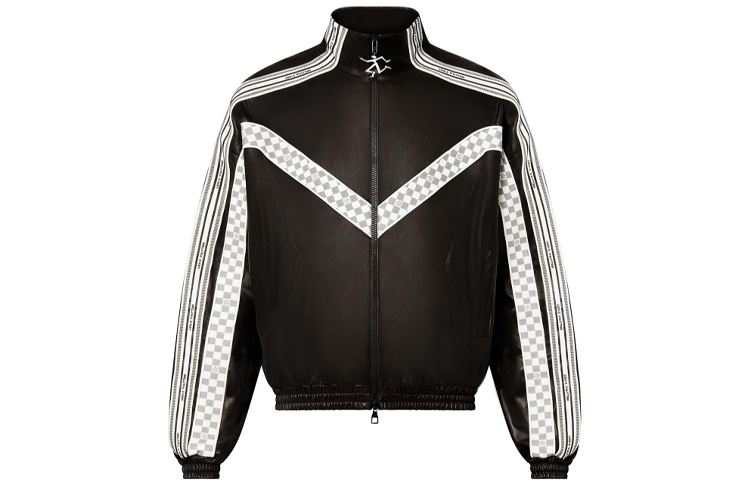 Louis Vuitton SS22 Striped Stand Collar Checkered Jacket Black 1A9UI6