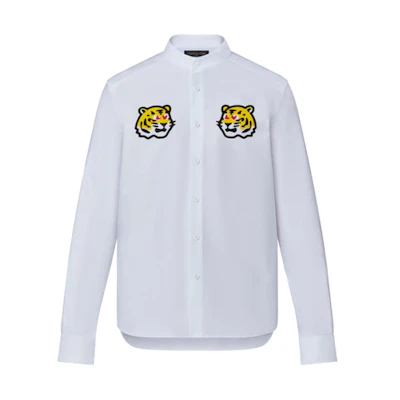 LOUIS VUITTON SS22 White Tiger Print Long Sleeve Shirt. 1A9GFN