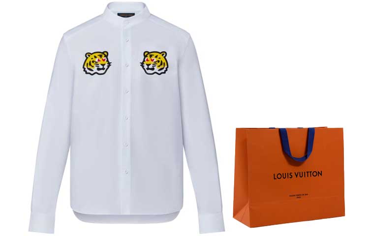 Cheap Camiseta de Manga Larga LOUIS VUITTON SS22 con Estampado de Tigre Blanco. 1A9GFN