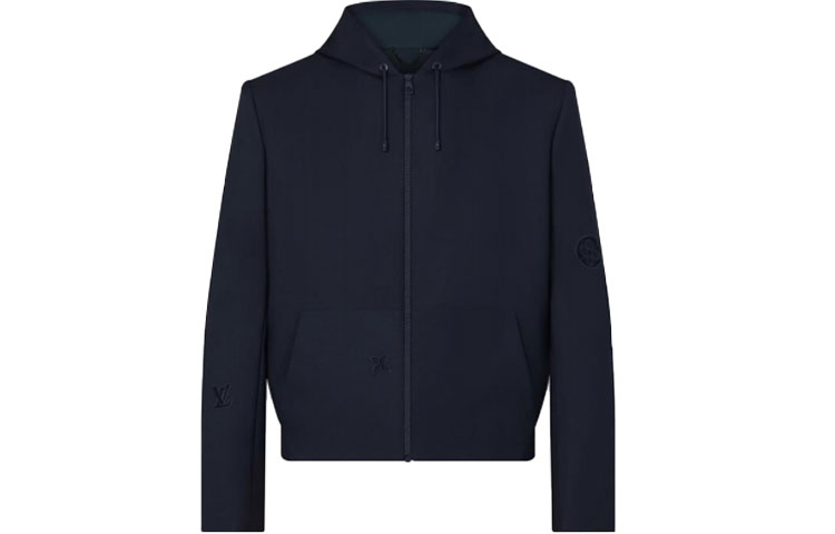 Louis Vuitton SS22 Wool Zip-Up Hoodie Jacket Men’s Navy Blue 1A8XK8