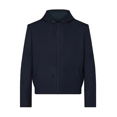 Louis Vuitton SS22 Wool Zip-Up Hoodie Jacket Men’s Navy Blue 1A8XK8