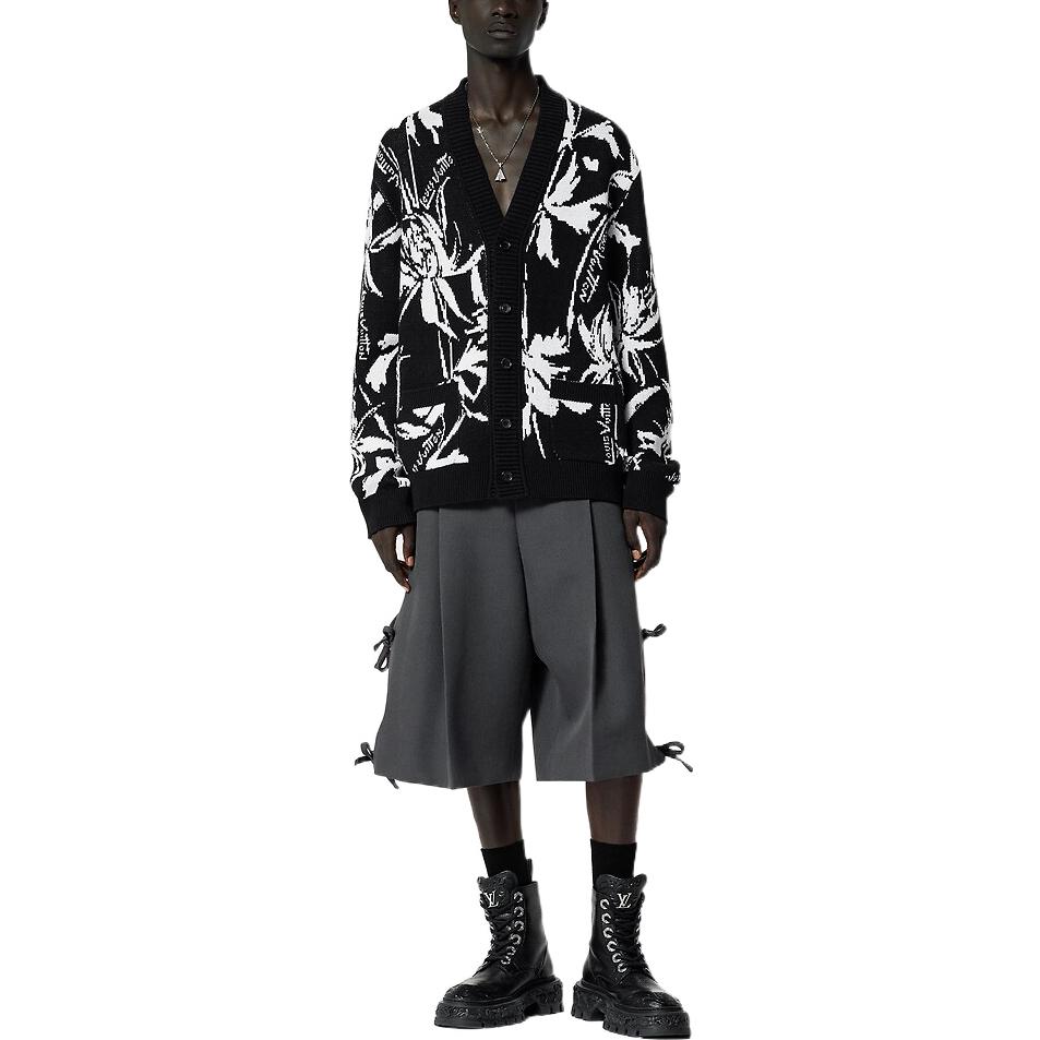 LOUIS VUITTON SS23  Black Floral Jacquard Knit Long Sleeve Sweater 1AB91G 圖 3