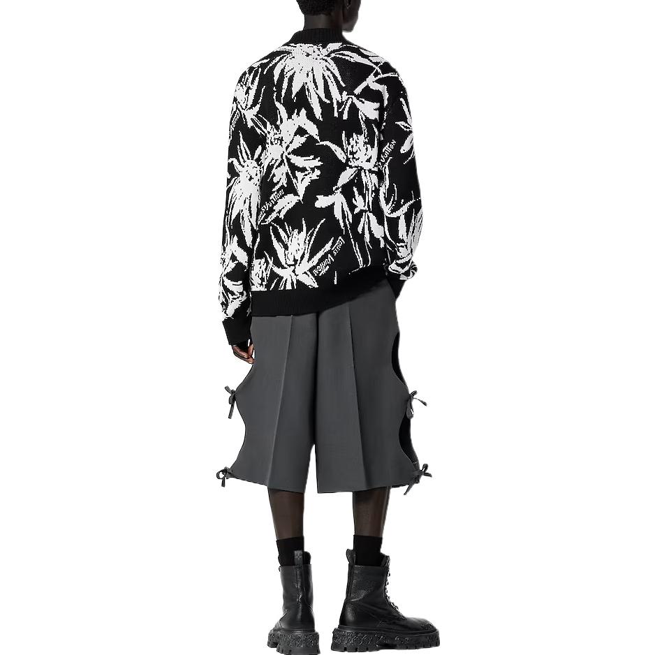 LOUIS VUITTON SS23  Black Floral Jacquard Knit Long Sleeve Sweater 1AB91G 圖 4