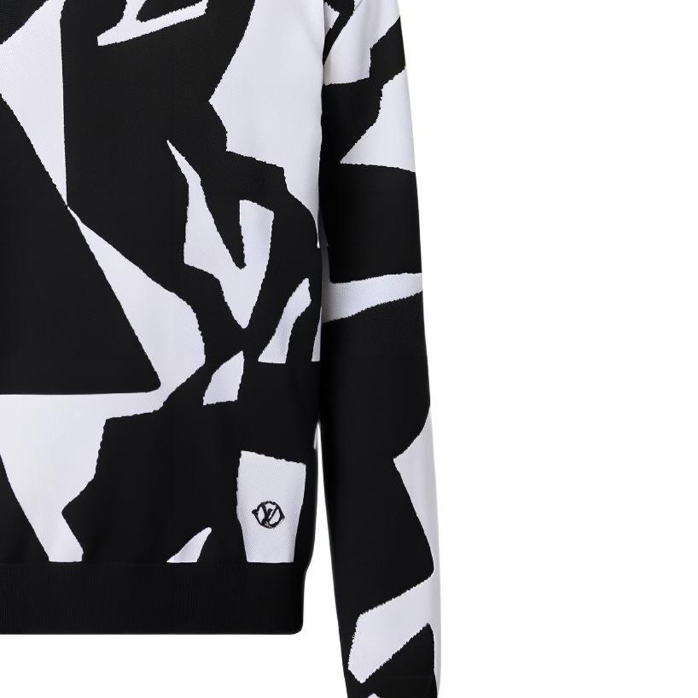 Shop LOUIS VUITTON SS23  Black White Logo Abstract Pattern Crewneck Sweater. 1AAU2Y