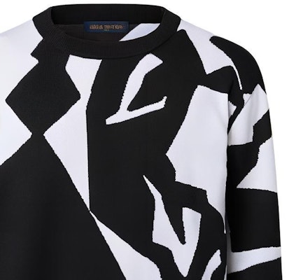 LOUIS VUITTON SS23 Black White Logo Abstract Pattern Crewneck Sweater. 1AAU2Y Details for LOUIS VUITTON SS23 Black White Logo Abstract Pattern Crewneck Sweater. 1AAU2Y
