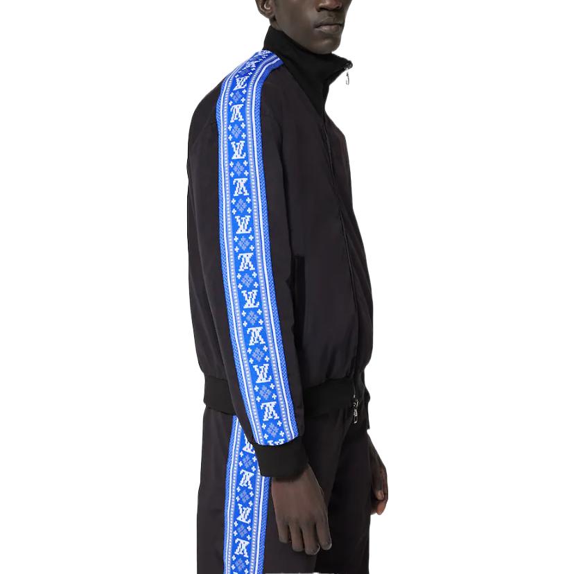 LOUIS VUITTON SS23  Black Zip-Up Logo Track Jacket with Stand Collar 1AAU50 圖 6