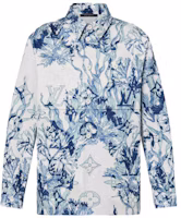Order ルイヴィトン SS23 ブルーアルファベットプリント 長袖 ボタンアップシャツ. 1ABNSQ