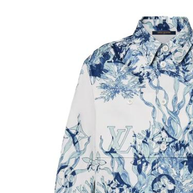 Details for ルイヴィトン SS23 ブルーアルファベットプリント 長袖 ボタンアップシャツ. 1ABNSQ