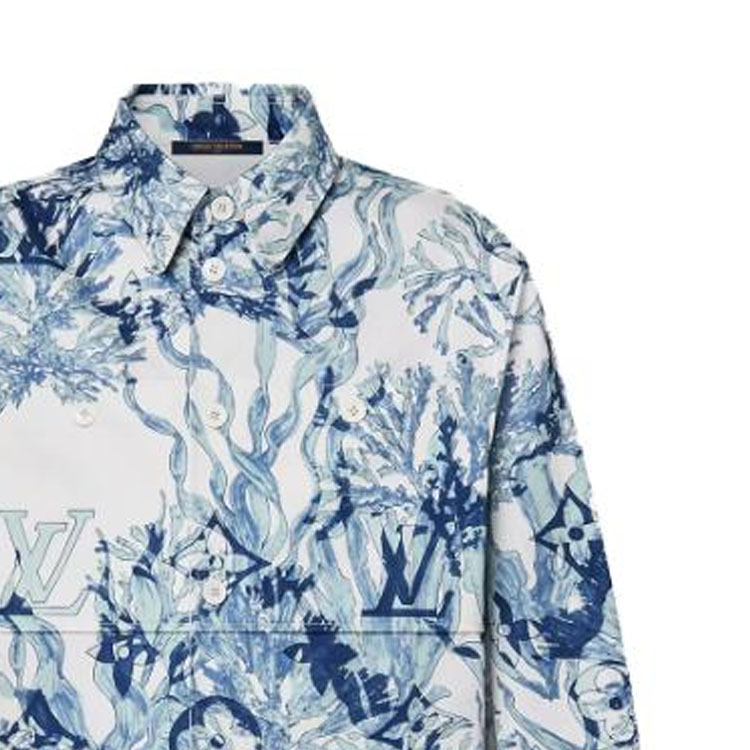 Sizing ルイヴィトン SS23 ブルーアルファベットプリント 長袖 ボタンアップシャツ. 1ABNSQ