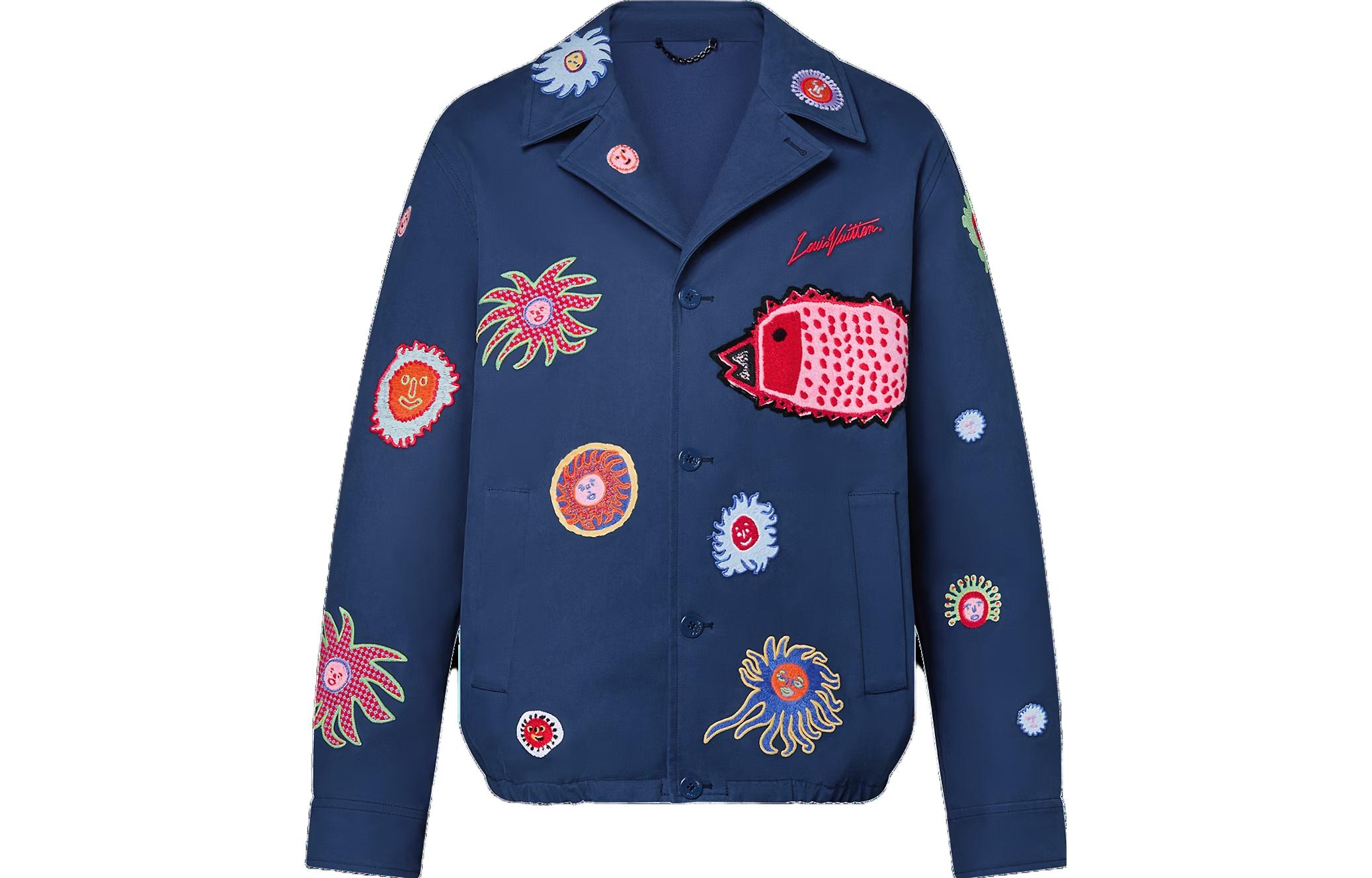 LOUIS VUITTON SS23  Blue Cartoon Embroidered Single-Breasted Jacket 1AB8HJ