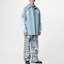 Lookbook Louis Vuitton SS23 Blue Jacquard Pattern Colorblock Leather Coach Jacket. 1AB98H