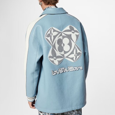 Louis Vuitton SS23 Blue Jacquard Pattern Colorblock Leather Coach Jacket. 1AB98H Purchase Louis Vuitton SS23 Blue Jacquard Pattern Colorblock Leather Coach Jacket. 1AB98H