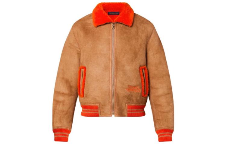 LOUIS VUITTON SS23  Brown Colorblock Fleece Collar Jacket Long Sleeve 1AAUZQ