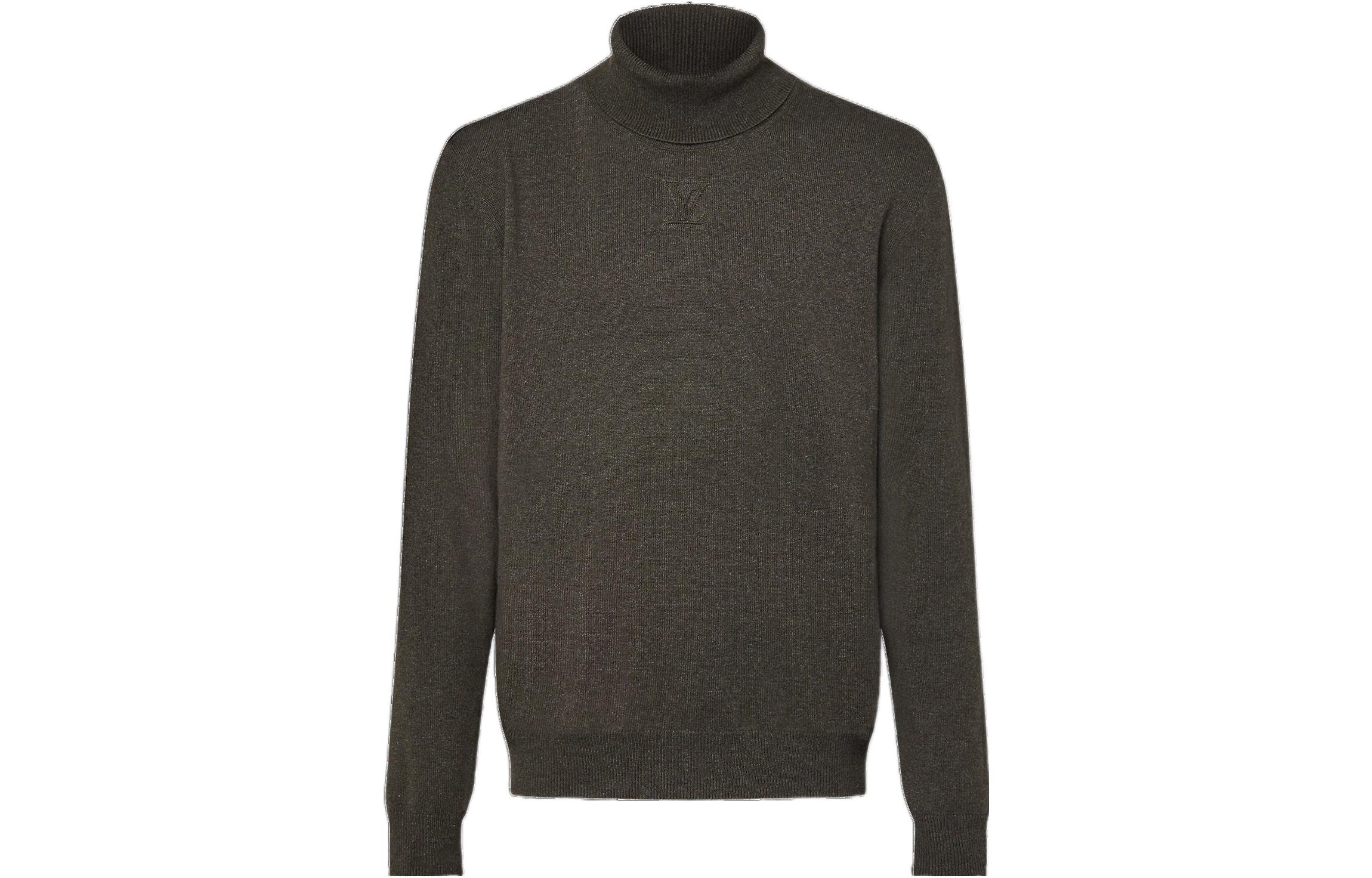 LOUIS VUITTON SS23  Embossed Logo Turtleneck Knit Sweater Deep Gray. 1AATYM