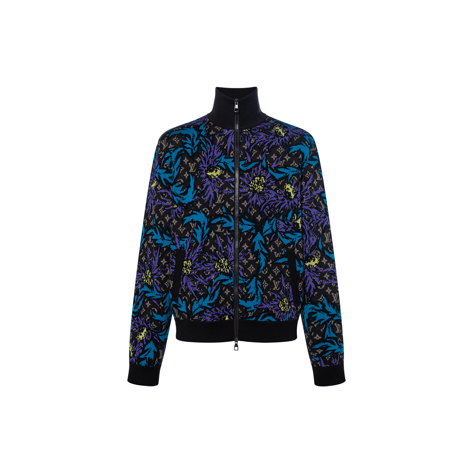 LOUIS VUITTON SS23  Floral Zip-Up Jacket Black 1AB6GZ