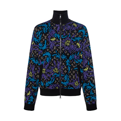 LOUIS VUITTON SS23 Floral Zip-Up Jacket Black 1AB6GZ