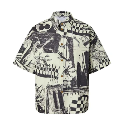 LOUIS VUITTON SS23 Ivory White Pattern Print Short-Sleeve Shirt 1AB529