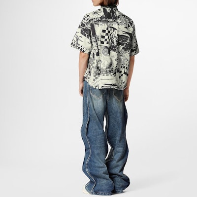 루이비통 SS23 아이보리 화이트 패턴 프린트 반팔 셔츠 1AB529 Shop 루이비통 SS23 아이보리 화이트 패턴 프린트 반팔 셔츠 1AB529