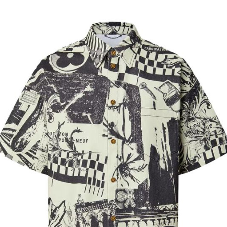 Purchase 루이비통 SS23 아이보리 화이트 패턴 프린트 반팔 셔츠 1AB529
