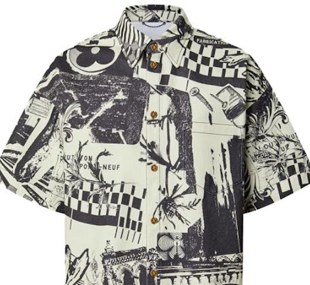 루이비통 SS23 아이보리 화이트 패턴 프린트 반팔 셔츠 1AB529 Purchase 루이비통 SS23 아이보리 화이트 패턴 프린트 반팔 셔츠 1AB529