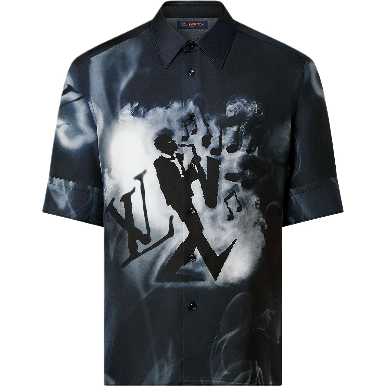 LOUIS VUITTON SS23  Jazz Print Short Sleeve Shirt Dark Blue 1AATPF