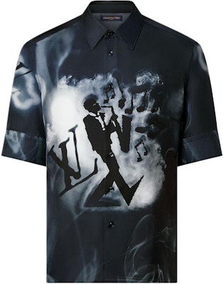 루이비통 SS23 재즈 프린트 반팔 셔츠 다크 블루 1AATPF Buy 루이비통 SS23 재즈 프린트 반팔 셔츠 다크 블루 1AATPF