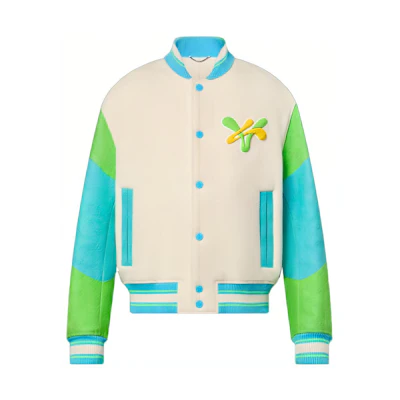 LOUIS VUITTON SS23 Multicolor Varsity Jacket with Cartoon Letter Embroidery 1AB96I