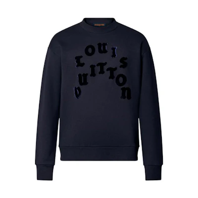LOUIS VUITTON SS23 Navy Knit Pullover with Letter Embroidery Print 1AAU8D
