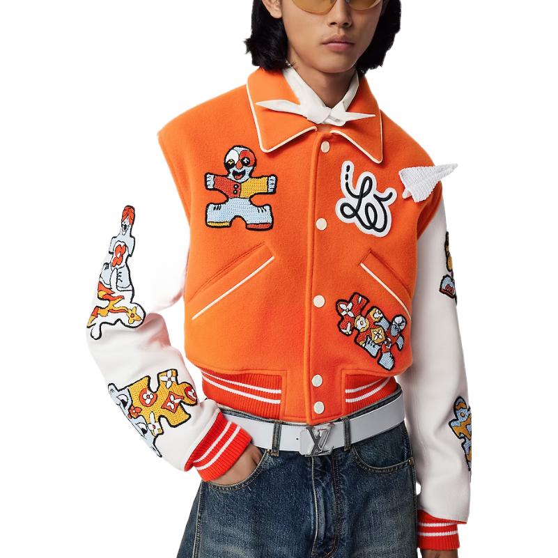 Purchase 路易威登 SS23 橘色拼接刺繡棒球外套 1AB97R