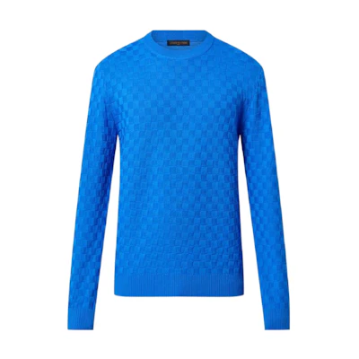 LOUIS VUITTON SS23 Solid Color Long Sleeve Knit Sweater Blue 1AATZX
