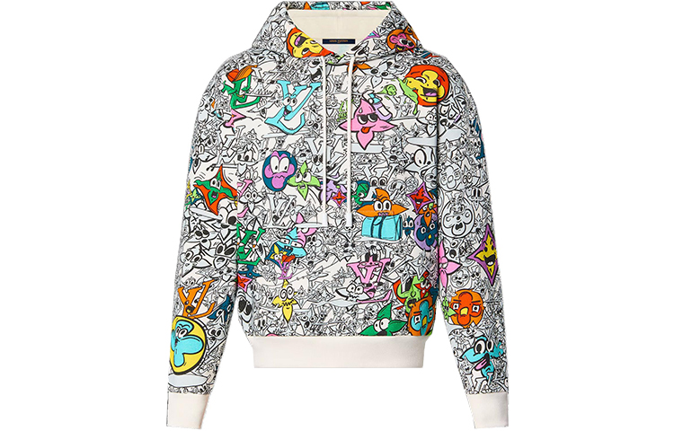 LOUIS VUITTON SS23  White Cartoon Print Hoodie 1AB54L