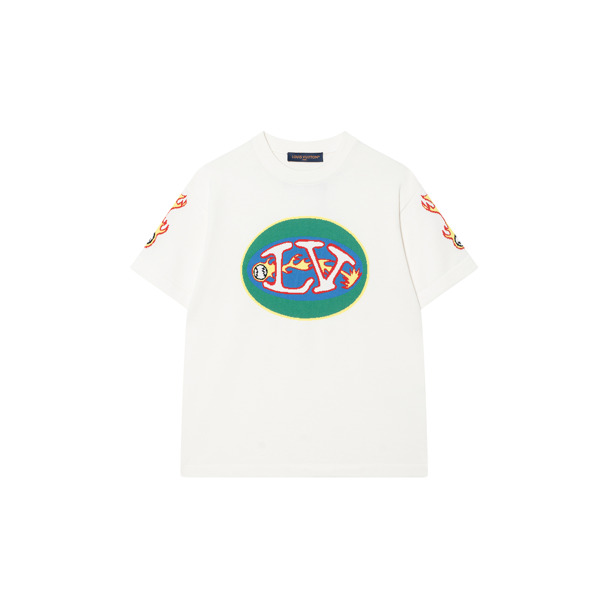 LOUIS VUITTON SS23  White Logo Embellished Crewneck T-Shirt. 1AB4X2