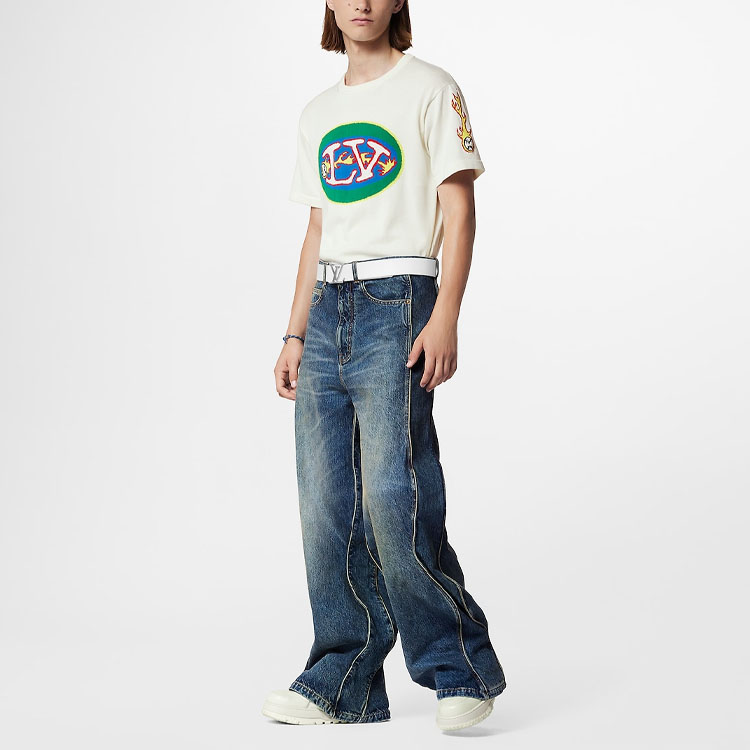 LOUIS VUITTON SS23  White Logo Embellished Crewneck T-Shirt. 1AB4X2 圖 5