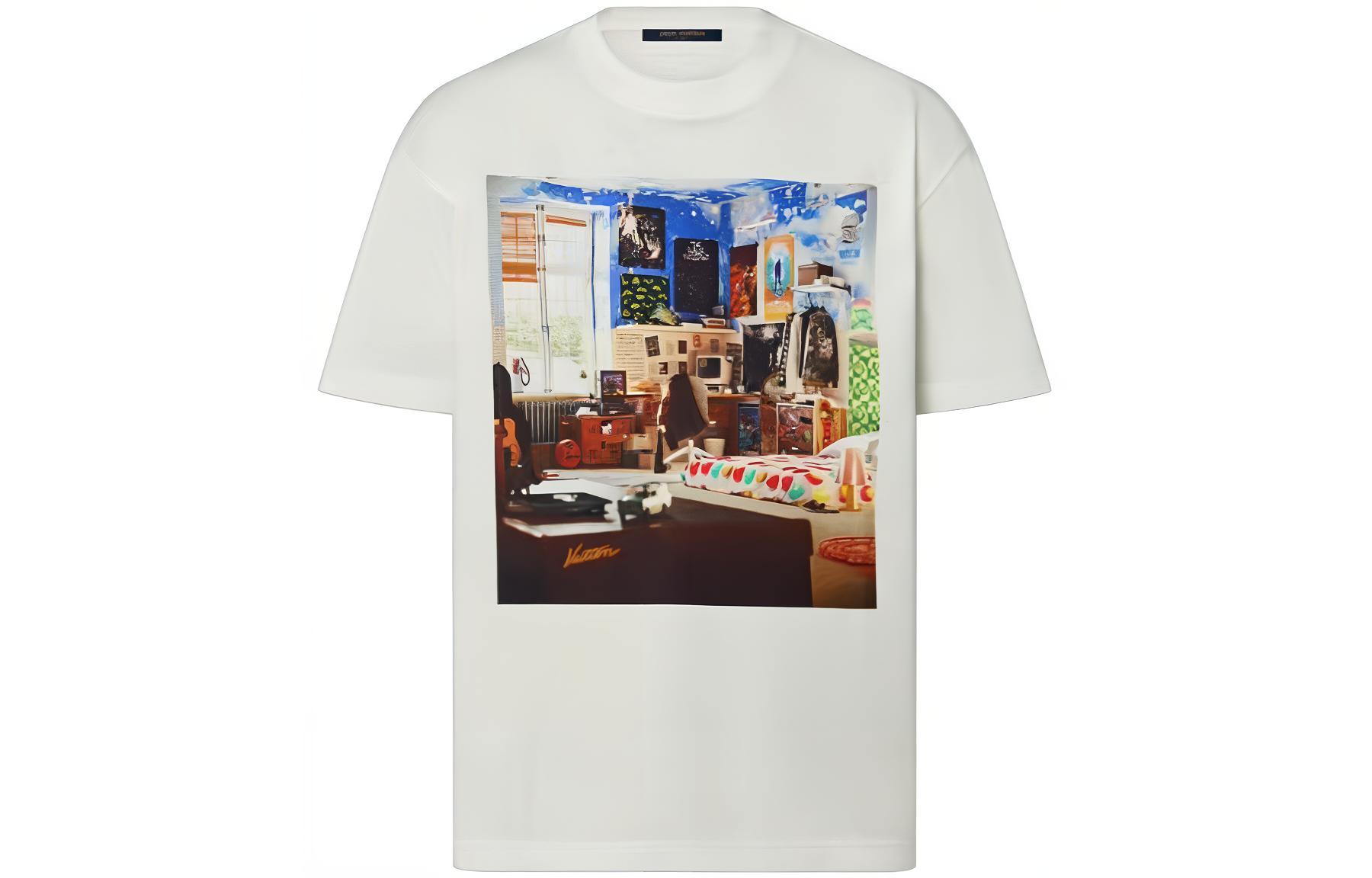 LOUIS VUITTON SS23  White Short Sleeve T-Shirt with Graffiti Print. 1ABY3Z