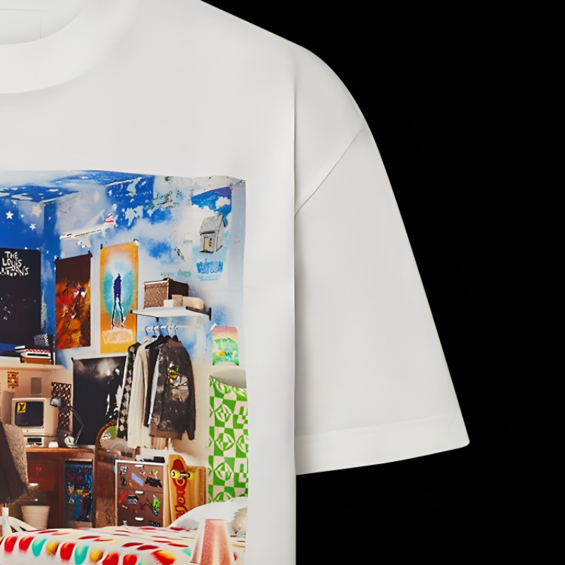 Cheap 路易威登 SS23 白色涂鸦印花短袖T恤 1ABY3Z