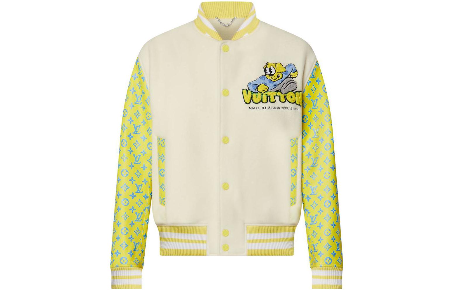 LOUIS VUITTON SS23  Yellow Color-Block Logo Print Baseball Jacket 1AB93X