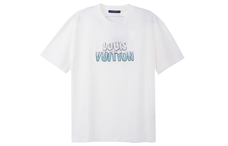 Order LOUIS VUITTON SS23 Beaded Letter Embroidery Casual White  T-Shirt 1ABJMX
