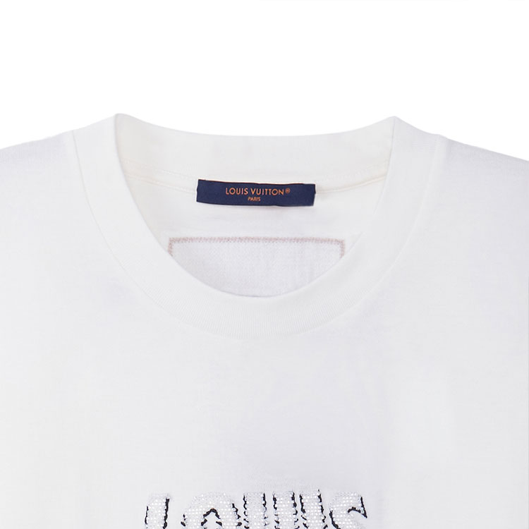 Details for LOUIS VUITTON SS23 Beaded Letter Embroidery Casual White  T-Shirt 1ABJMX