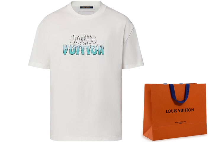 Sizing LOUIS VUITTON SS23 Beaded Letter Embroidery Casual White  T-Shirt 1ABJMX