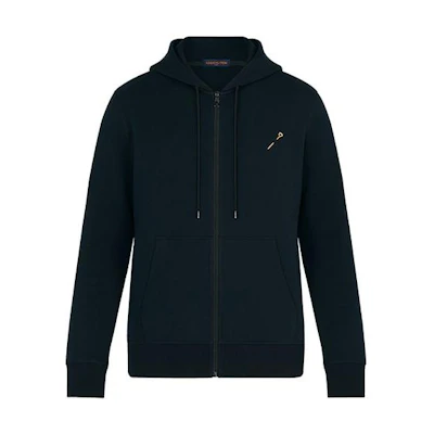 Louis Vuitton SS23 Black Zip Hoodie with Drawstring 1A7XEN