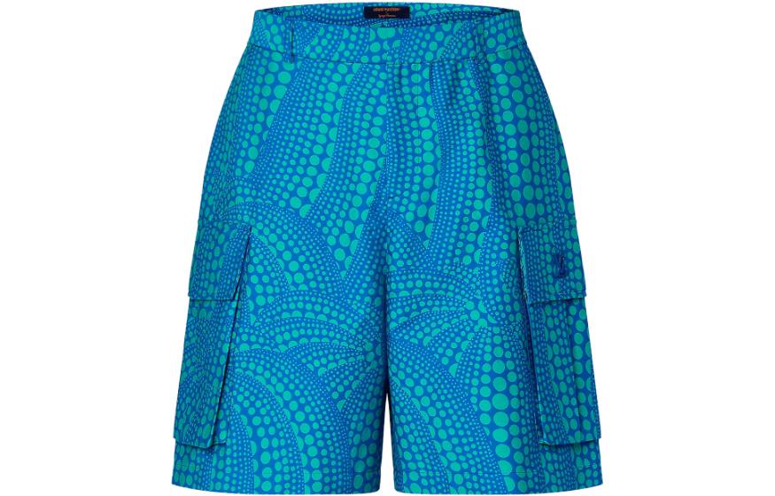 LOUIS VUITTON SS23 Blue Loose-fit Cargo Shorts with Full Pumpkin Print Men. 1AB6WA