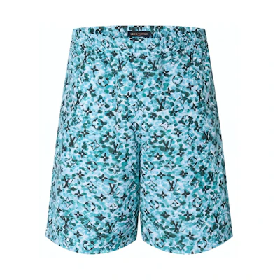 LOUIS VUITTON SS23 Blue Monogram Elastic Waist Mens Shorts. 1ABJKY