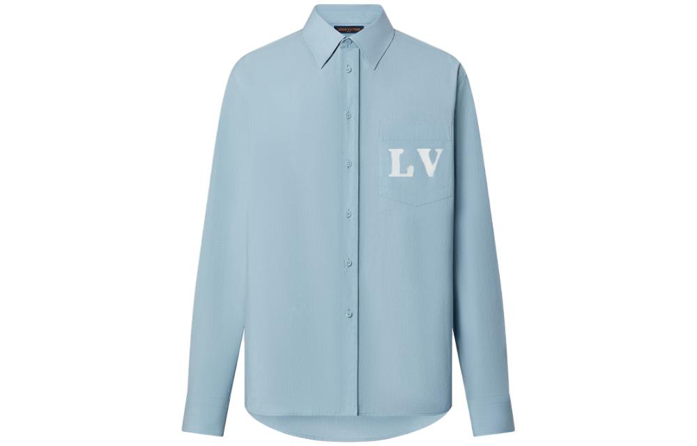 LOUIS VUITTON SS23 Blue Monogram Single-Breasted Long Sleeve Shirt Men 1AB5L7