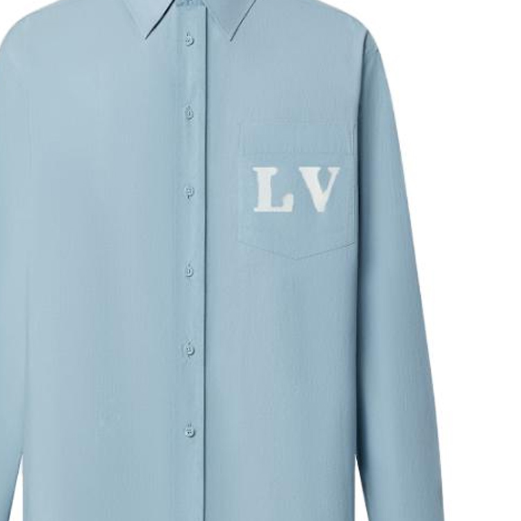 Sizing LOUIS VUITTON SS23 Kemeja Lengan Panjang Pria Monogram Biru Single-Breasted 1AB5L7