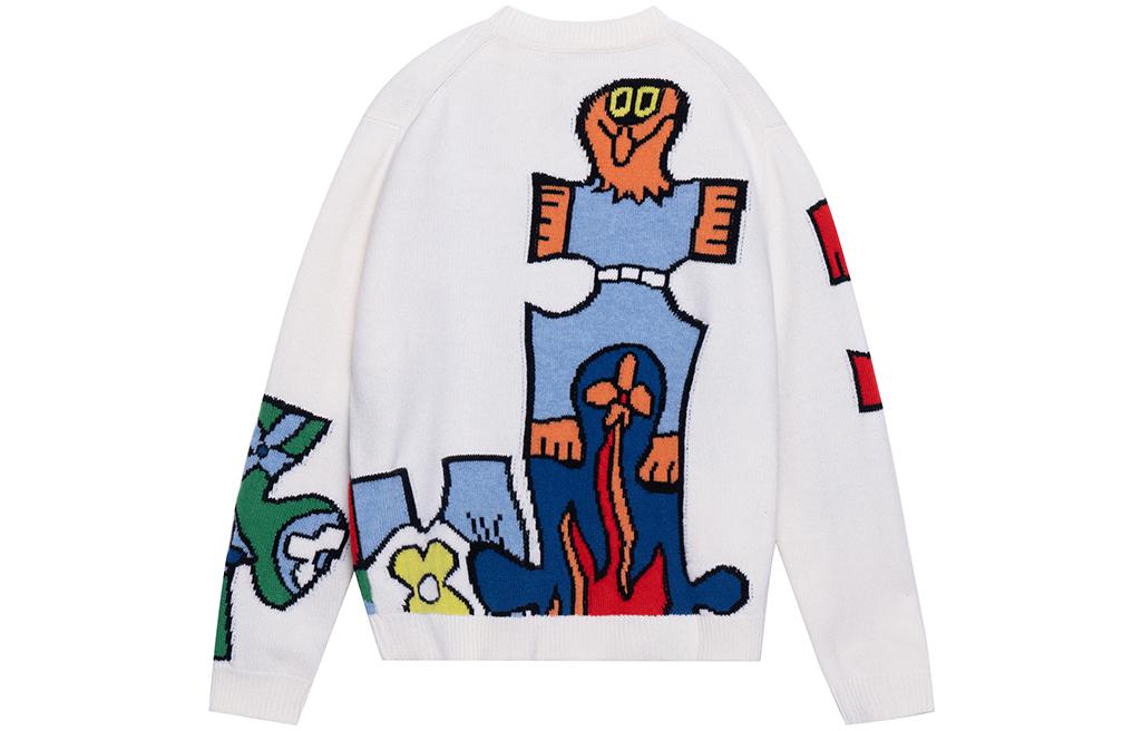 LOUIS VUITTON SS23 Cartoon Pattern Jacquard Crewneck Knit Sweater White 1AB4QA 圖 3