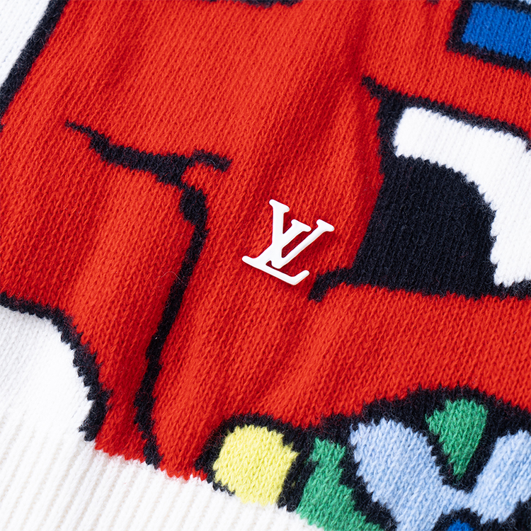 LOUIS VUITTON SS23 Cartoon Pattern Jacquard Crewneck Knit Sweater White 1AB4QA 圖 5